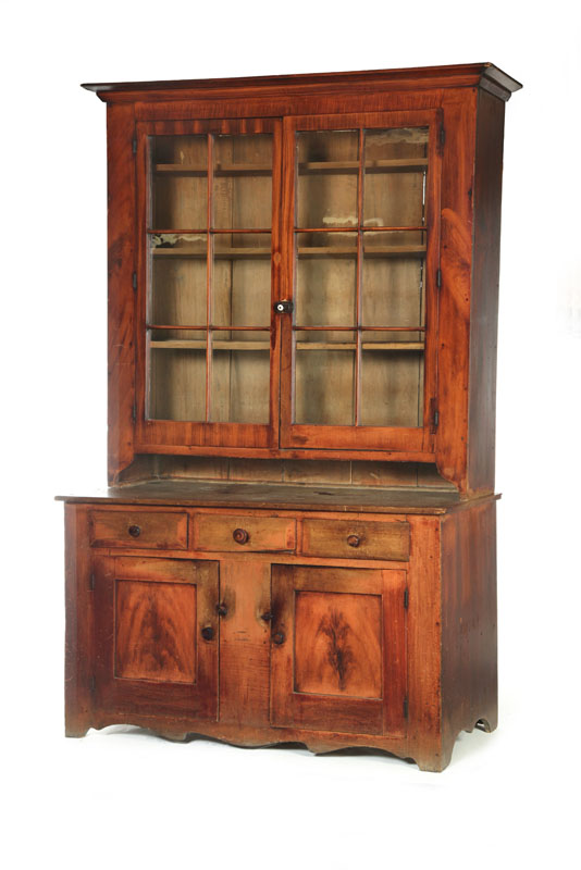 Appraisal: DECORATED WALL CUPBOARD Possibly Ohio early th century poplar Cutout