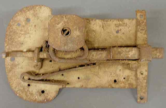 Appraisal: Massive th c Continental door lock l x h