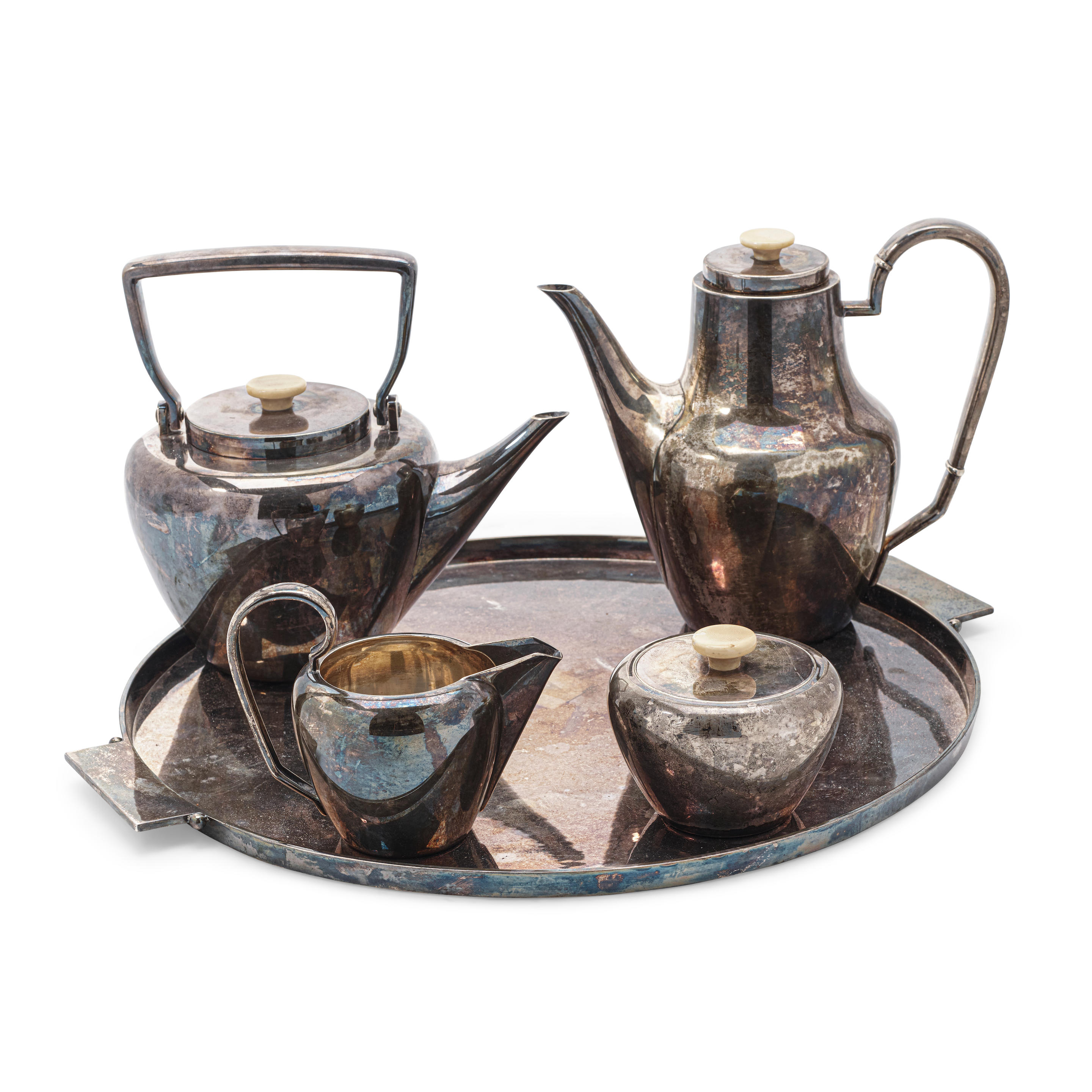 Appraisal: A DANISH STERLING SILVER FOUR-PIECE TEA AND COFFEE SERVICE WITH