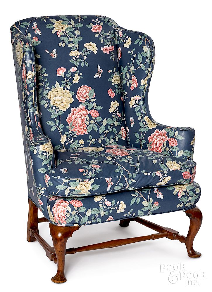 Appraisal: New England Queen Anne mahogany wing chair New England Queen