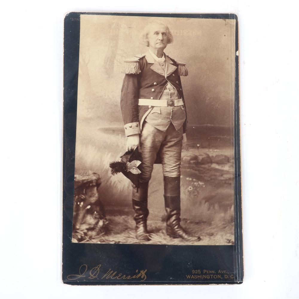 Appraisal: E B BALL AS GEORGE WASHINGTON CABINET CARD PHOTOGRAPH AND