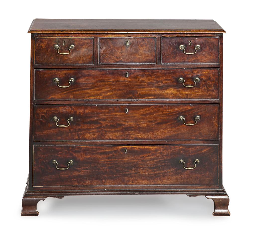 Appraisal: GEORGE III MAHOGANY CHEST OF DRAWERS MID TH CENTURY the