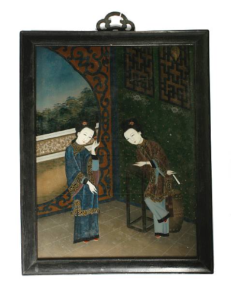 Appraisal: A Chinese reverse glass painting height in width in