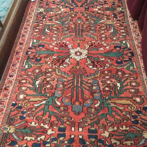 Appraisal: Mahal Persian Handmade Rug elaborate large floral salmon field '