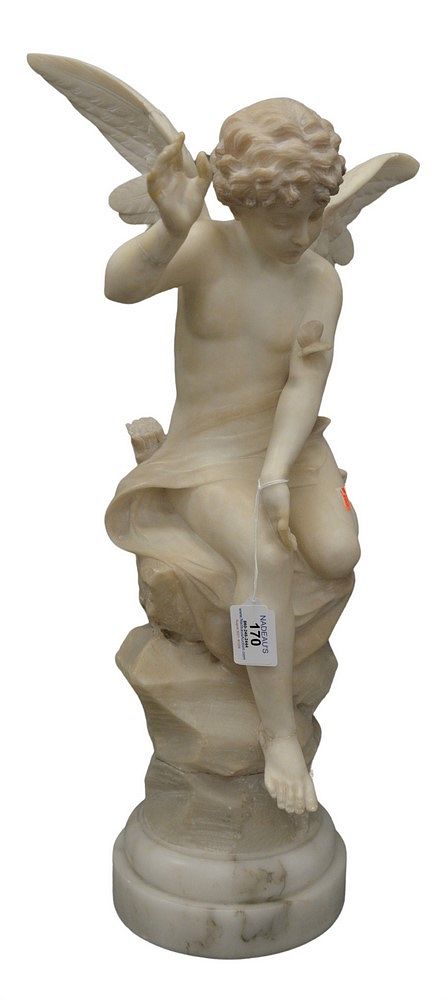 Appraisal: Alabaster Sculpture of an Angel having butterfly on its arm