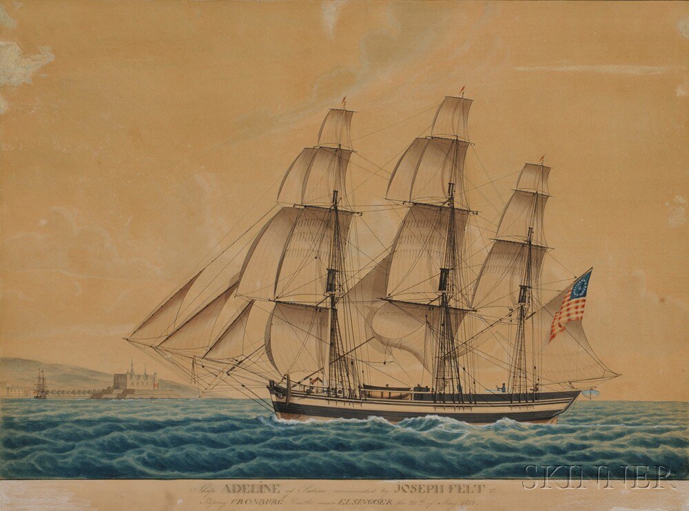 Appraisal: Jacob Petersen Danish - Ship ADELINE of Salem commanded by