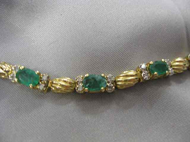 Appraisal: Emerald Diamond Bracelet oval gems totaling carats and diamonds totaling