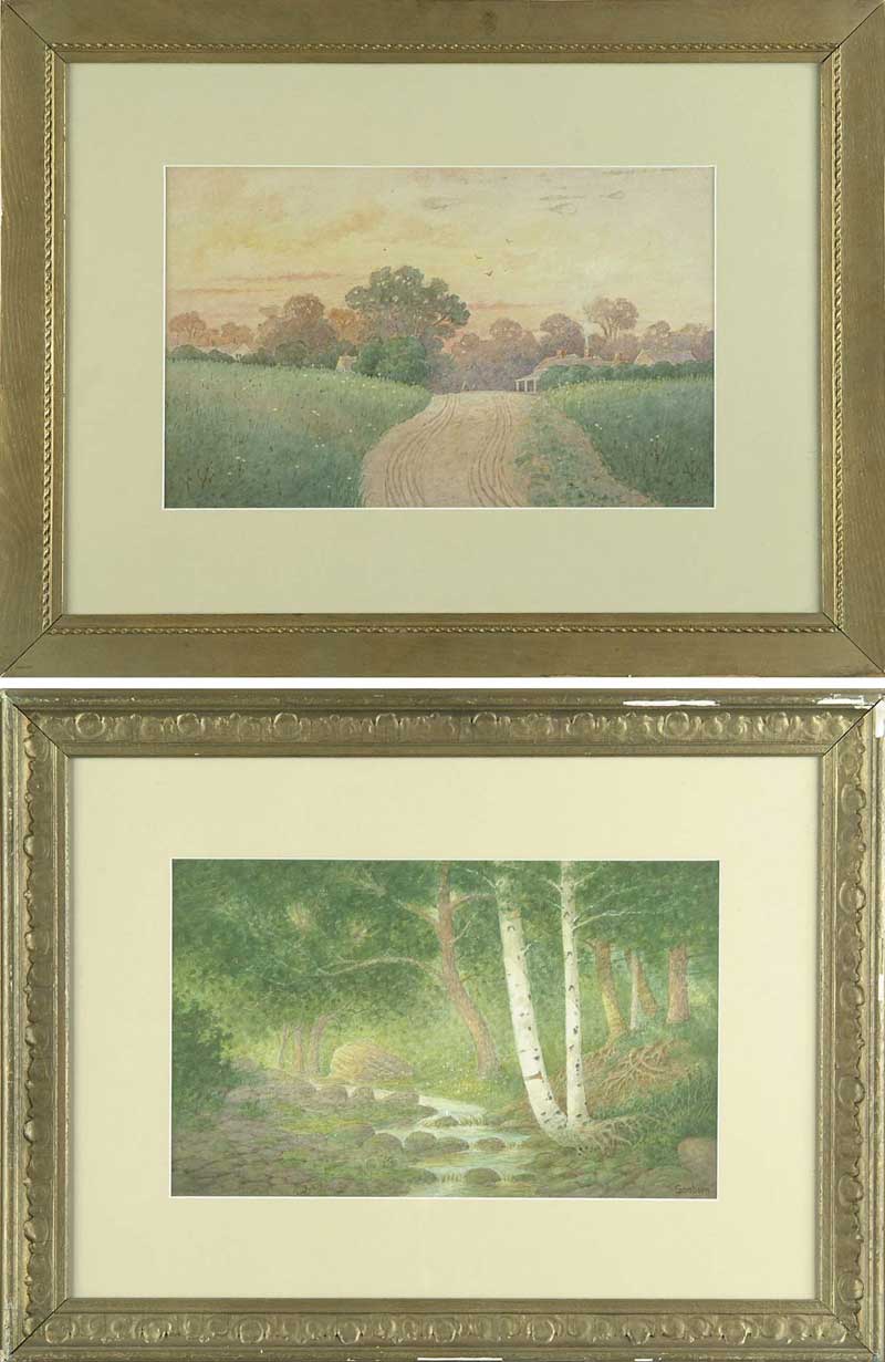 Appraisal: PERCY A SANBORN American - PAIR OF LANDSCAPES Two watercolor