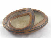 Appraisal: Studio pottery A three dimensional ovoid dish the top surface