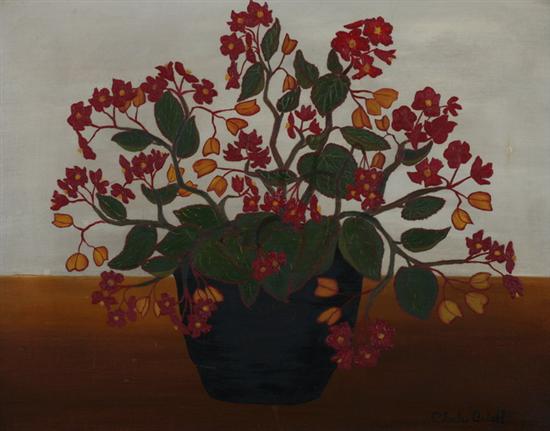 Appraisal: CHARLES ORLOFF th century POT OF RED FLOWERS WITH YELLOW