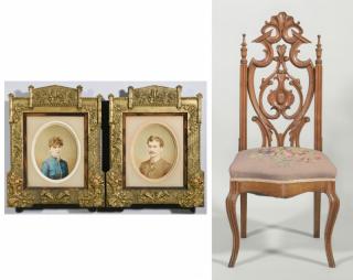 Appraisal: Pr Giers Family Portraits and Studio Chair st nd items