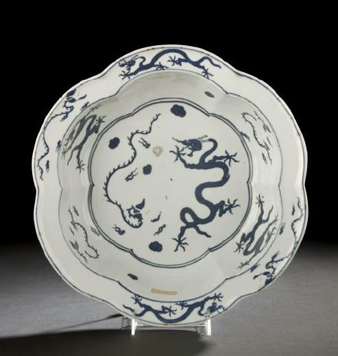 Appraisal: Chinese Export Blue and White Porcelain Basin Daoguang Reign -