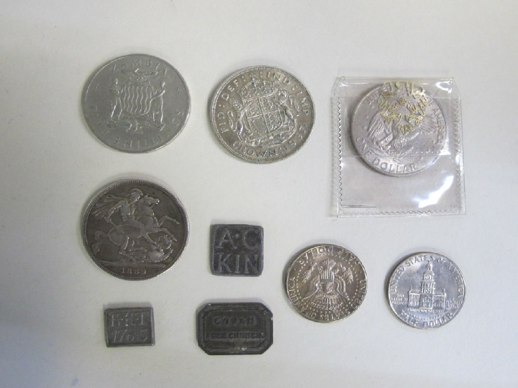 Appraisal: Box of coins and three Church tokens two dated and