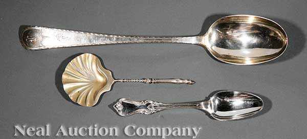 Appraisal: A Group of Antique Continental Silver Serving Pieces including a