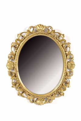 Appraisal: A Florentine giltwood wall mirror the oval plate to a