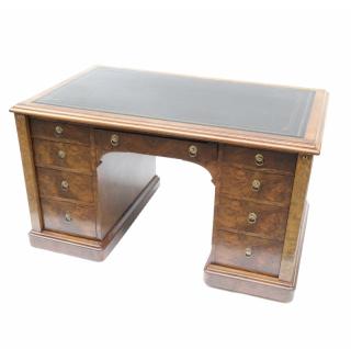 Appraisal: English Side Lock Partners Desk th Century burl walnut and