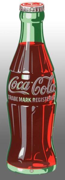 Appraisal: Porcelain Coca-Cola Die-Cut Bottle Sign Description s to s Clean