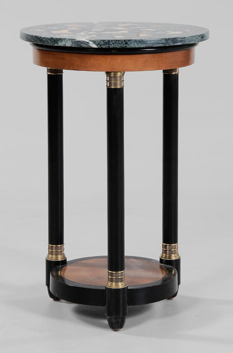 Appraisal: French Empire Style Side Table modern mahogany veneers with ebonized