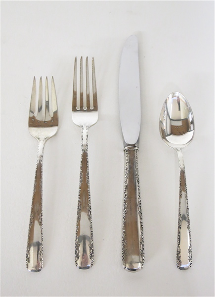 Appraisal: GORHAM CAMELLIA STERLING SILVER FLATWARE SET plus storage chest ninety-eight