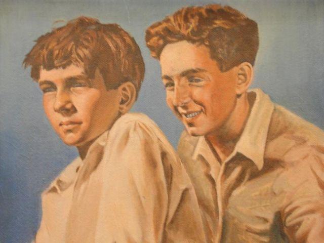 Appraisal: ROTHMAN Alfred Oil on Masonite of Young Boys Signed and