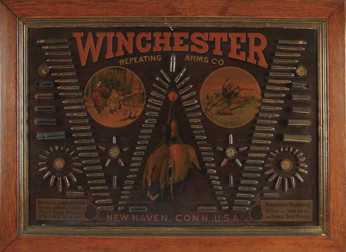 Appraisal: RARE WINCHESTER MODEL SINGLE-W CARTRIDGE BOARD Mounted in its orig