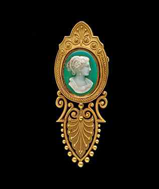 Appraisal: Elaborate Cameo set on a Green Hardstone A K Victorian