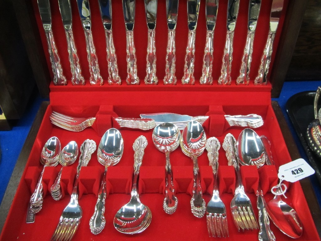 Appraisal: Cased sixty two piece silver plated cutlery set