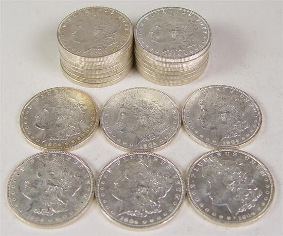 Appraisal: Very Attractive Roll of -O BU Morgan Dollars Most grade