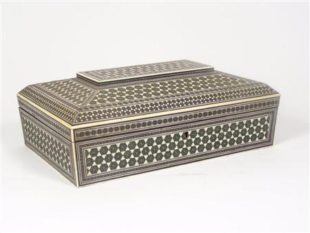 Appraisal: A th century Anglo-Indian mosaic ivory and sandalwood work box