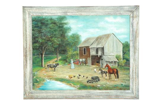 Appraisal: FARM SCENE WITH COWS SIGNED WILLIAM HELME AMERICAN Primitive oil