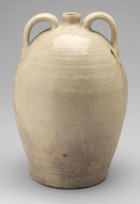 Appraisal: Alkaline glaze stoneware jug ovoid with incised ring in up