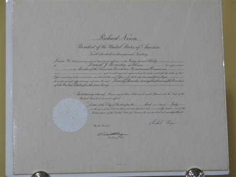 Appraisal: RICHARD NIXON WILLIAM ROGERS SIGNED DOCUMENT Appointing Daniel Boorstin as