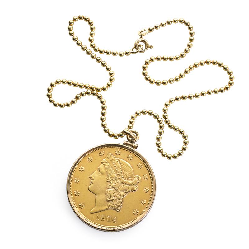 Appraisal: LIBERTY HEAD GOLD COIN NECKLACE Condition Report