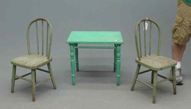 Appraisal: C 's child's three piece chair table set