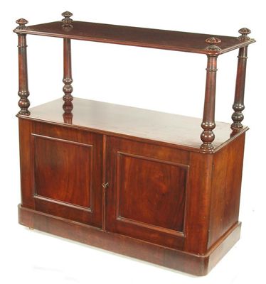 Appraisal: A Victorian mahogany two tier buffet with a pair of