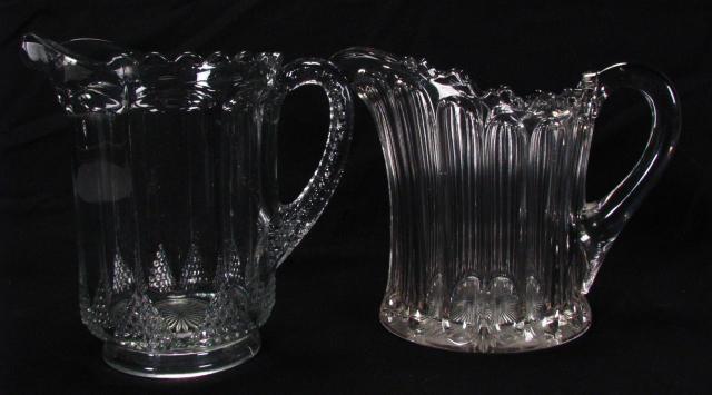 Appraisal: Two Antique Leaded Glass Pitchers including '' with vertical design