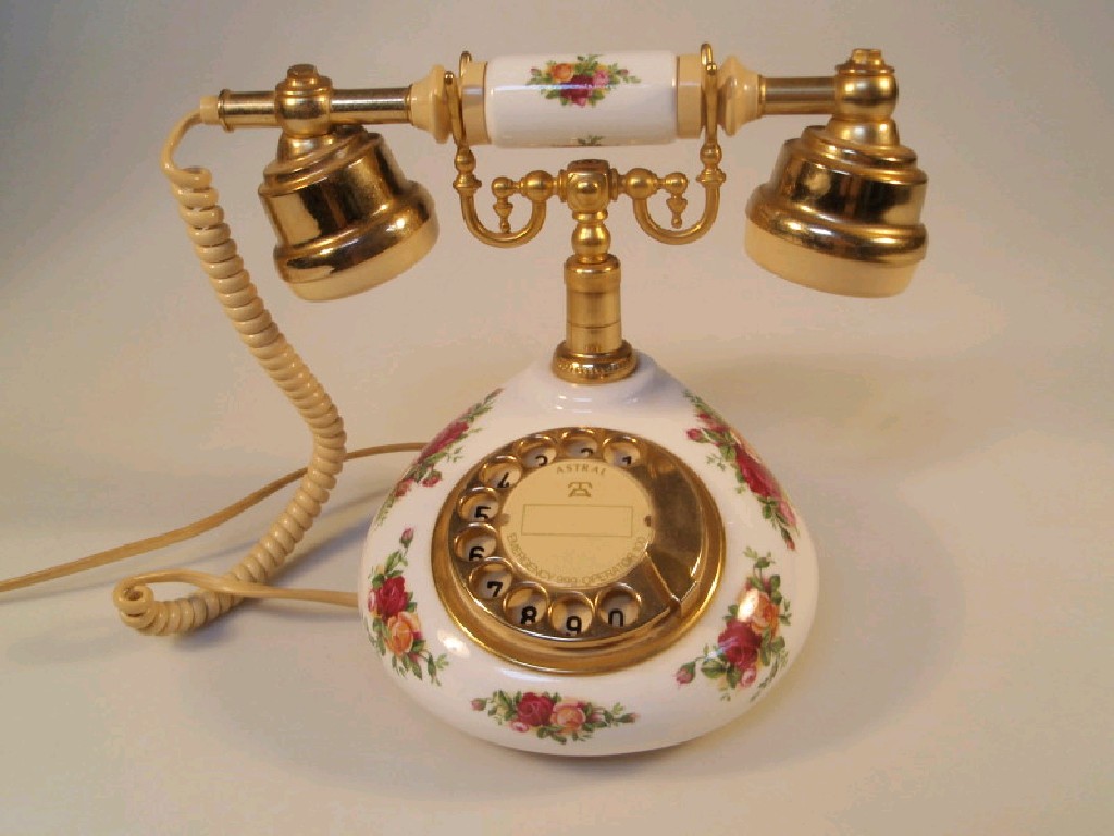 Appraisal: A Royal Albert Old Country Roses parlour telephone with an