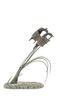 Appraisal: Elite by Henri Ducks Amongst the Reeds Bronze Henri Studio