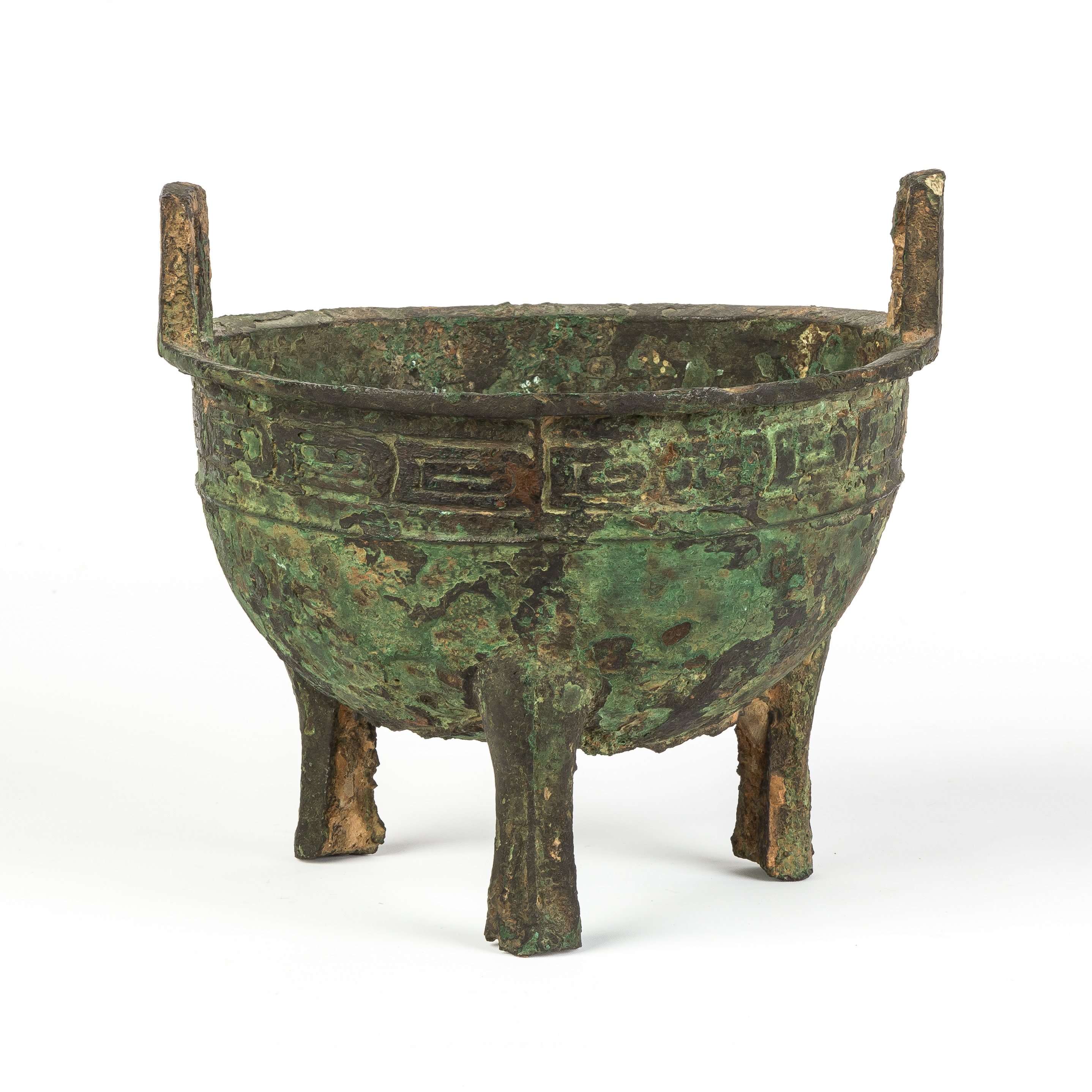 Appraisal: Chinese Bronze Handled and Footed Cooking Pot