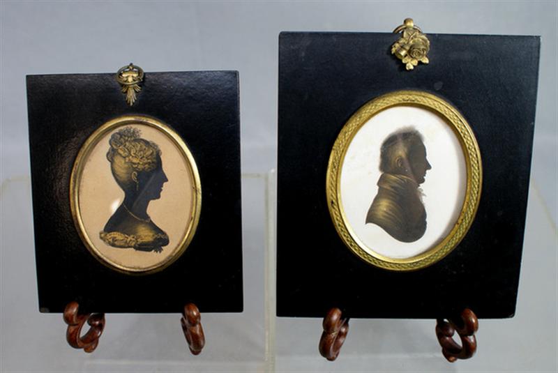 Appraisal: oval handcut silhouettes with gilt highlights lady is marked Louisa