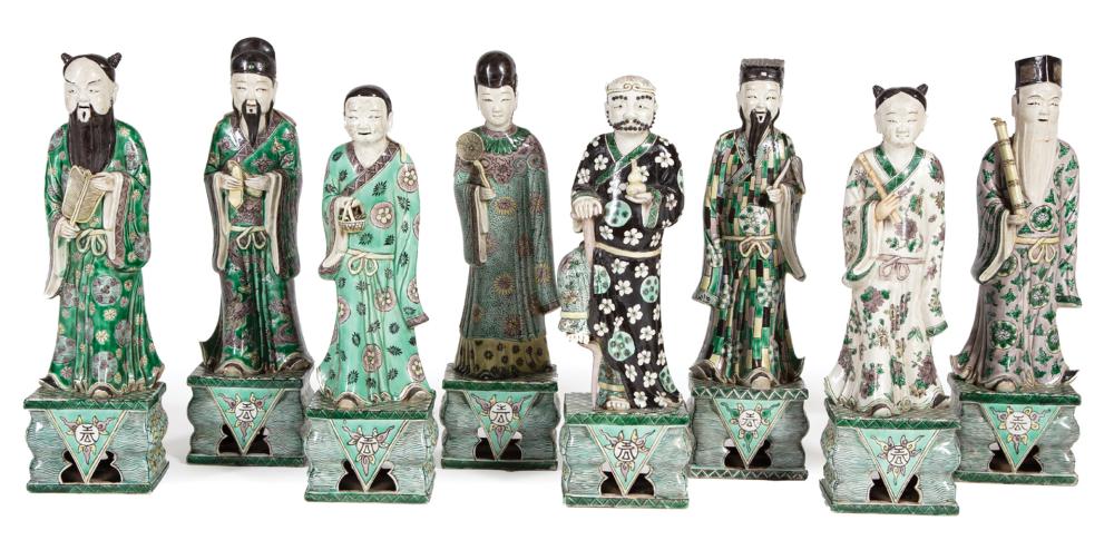 Appraisal: Set of Eight Chinese Famille Verte Porcelain Figures of the