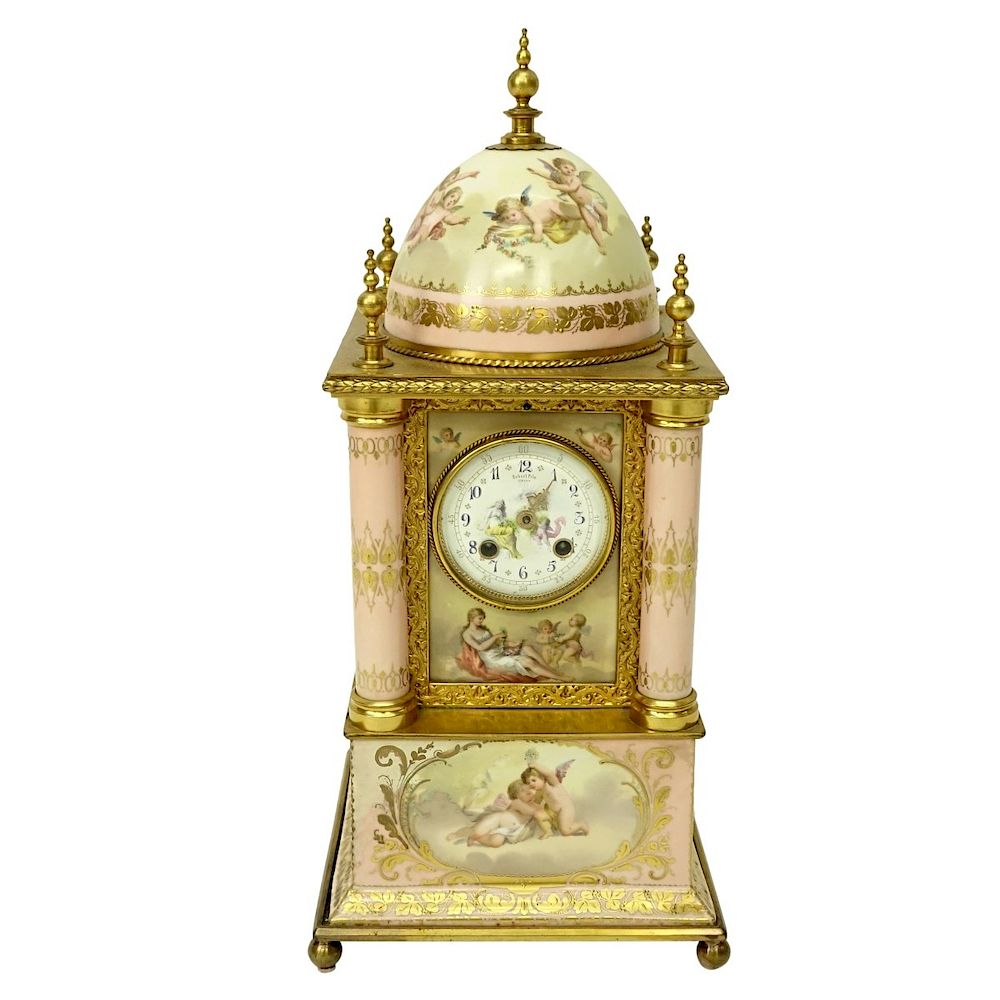 Appraisal: th C Royal Vienna Porcelain Mantle Clock th Century Royal