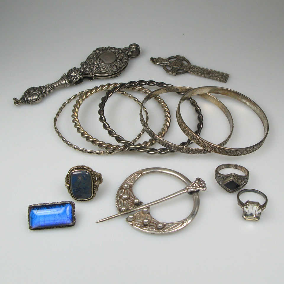 Appraisal: Small Quantity Of Silver Jewellery Etc including a silver lorgniette