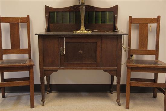 Appraisal: WASH STAND Probably English Oak having a carved backsplash with