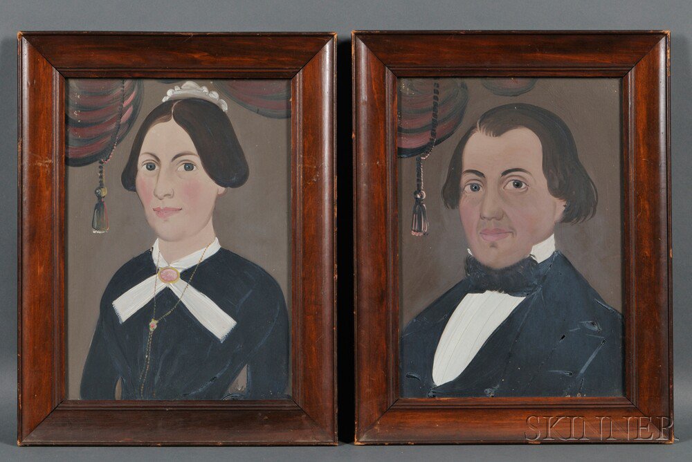 Appraisal: Prior-Hamblin School th Century Pair of Portraits of a Man