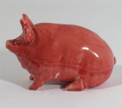 Appraisal: A Wemyss Pottery pig glazed pink impressed Wemyss Ware R