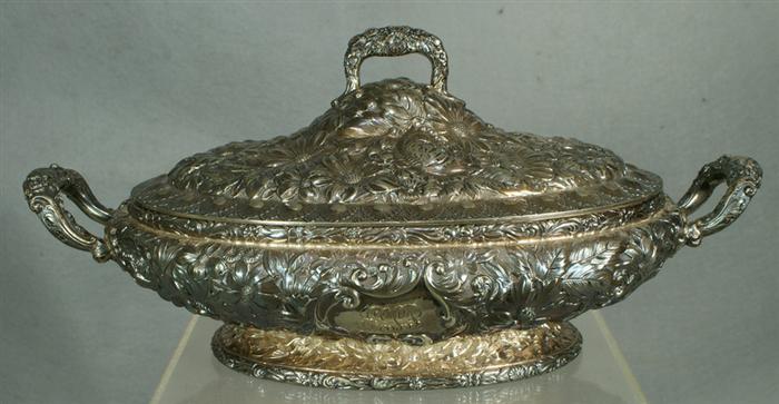 Appraisal: Gorham sterling silver floral repousse casserole with lid l h