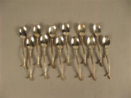 Appraisal: Twelve Twig Handled Teaspoons L in and stamped Aram on