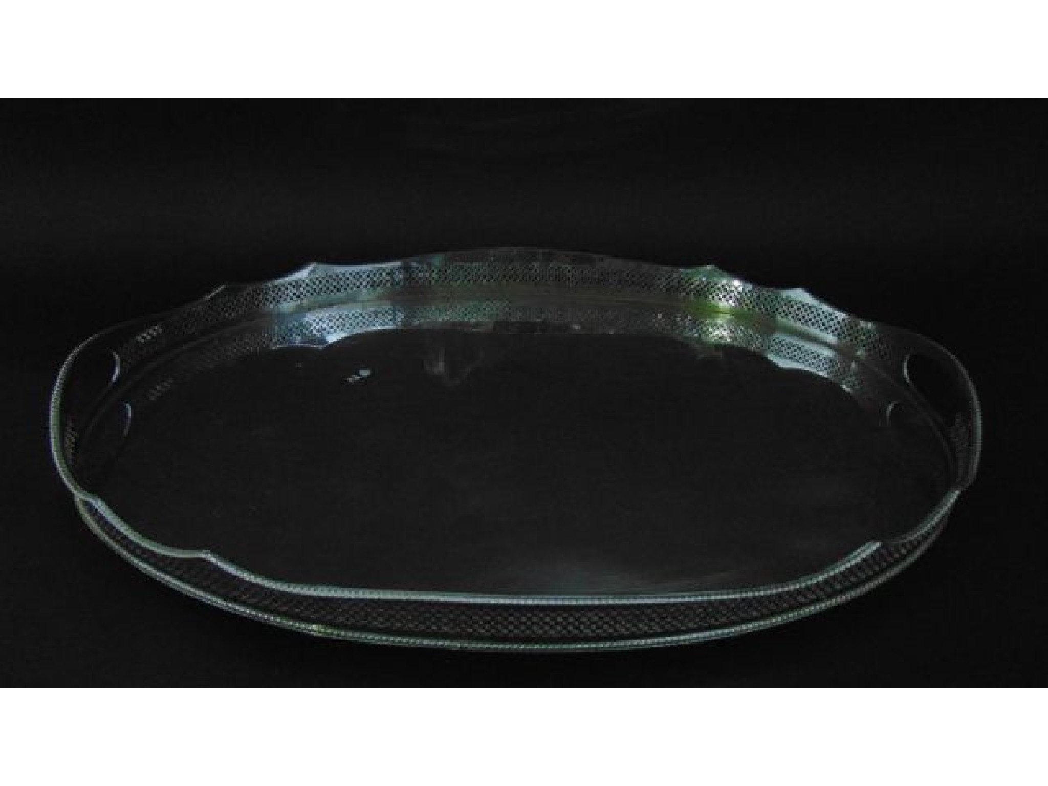 Appraisal: A substantial silver plated tray of oval form with pierced