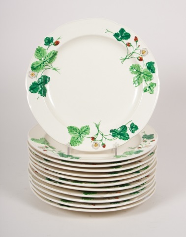 Appraisal: Set of Minton majolica plates early th century raised strawberry